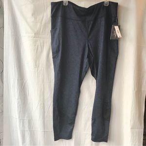 Joe Fresh Plus Size Navy/Black Stretch Active Leggings, Side Pockets, 3X, NWT